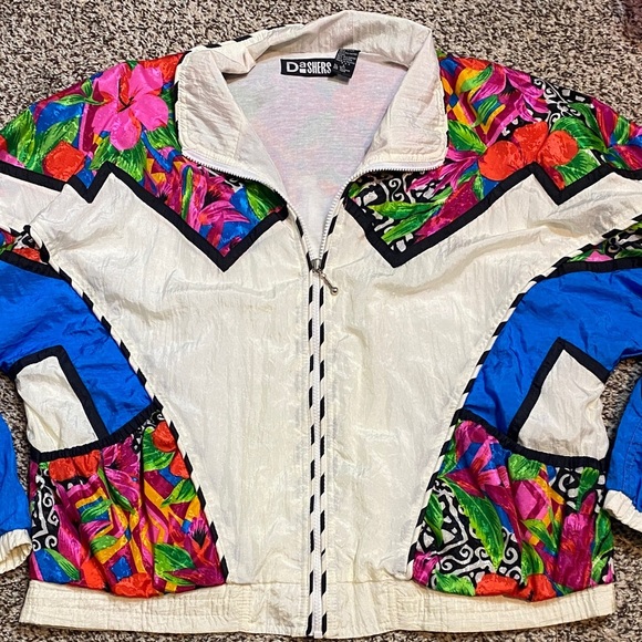 VNTG Dashers Vibrant Women's Bomber Jacket with Floral Accents - Picture 7 of 9